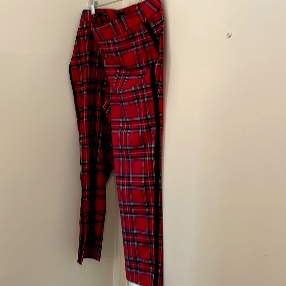 12P Talbots wool blend slim ankle plants in Stewart plaid festive versatile